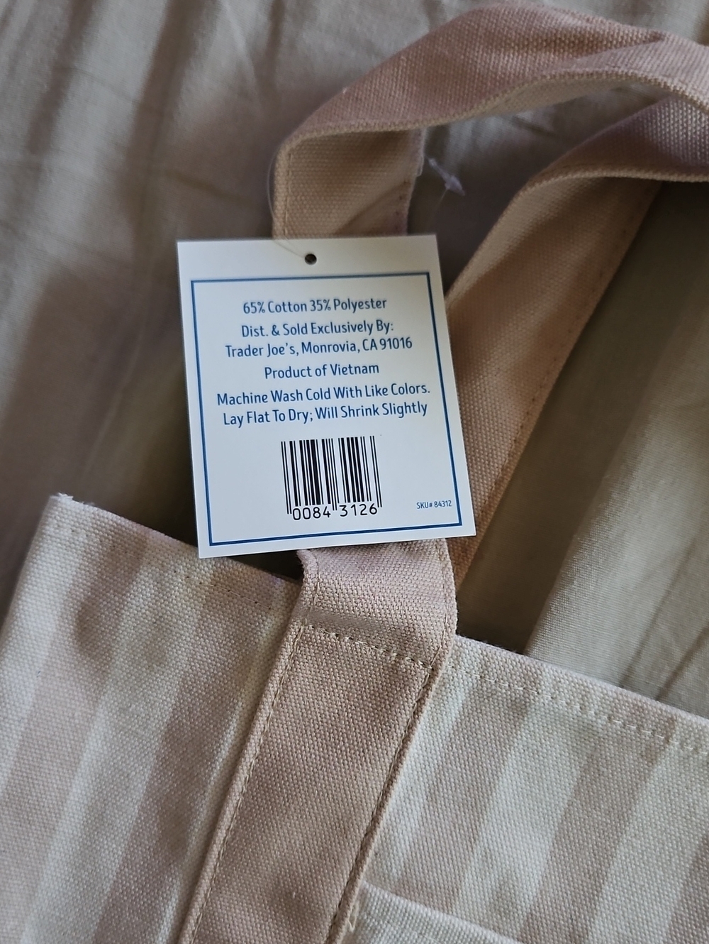Beige and Blue Mini Striped Totes - Picture 2 of 4